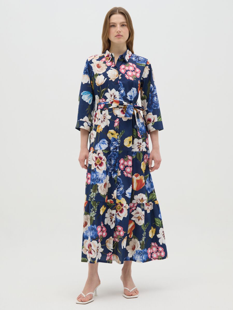 Abito lungo da donna in cotone multicolor regular fit_0