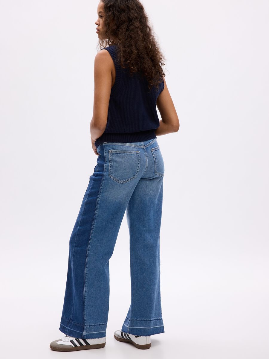Two-tone, wide-leg jeans with high waist_1