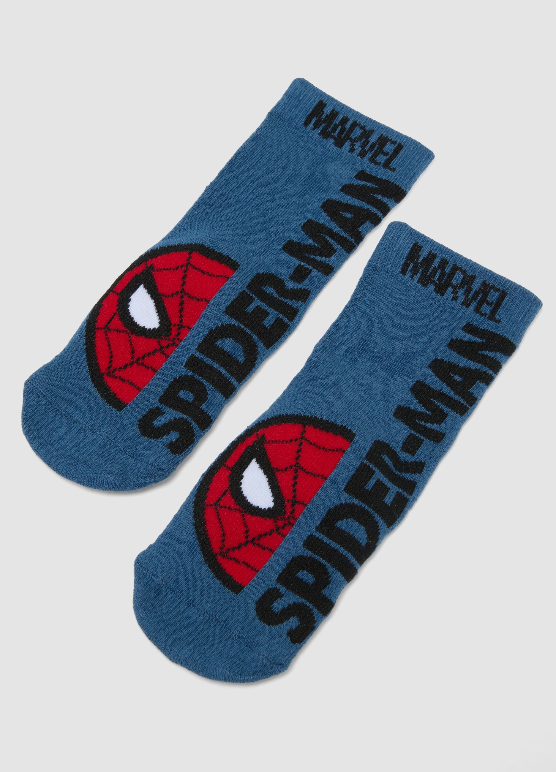 2-pack of blue non-slip Marvel Spider-Man socks in organic stretch cotton