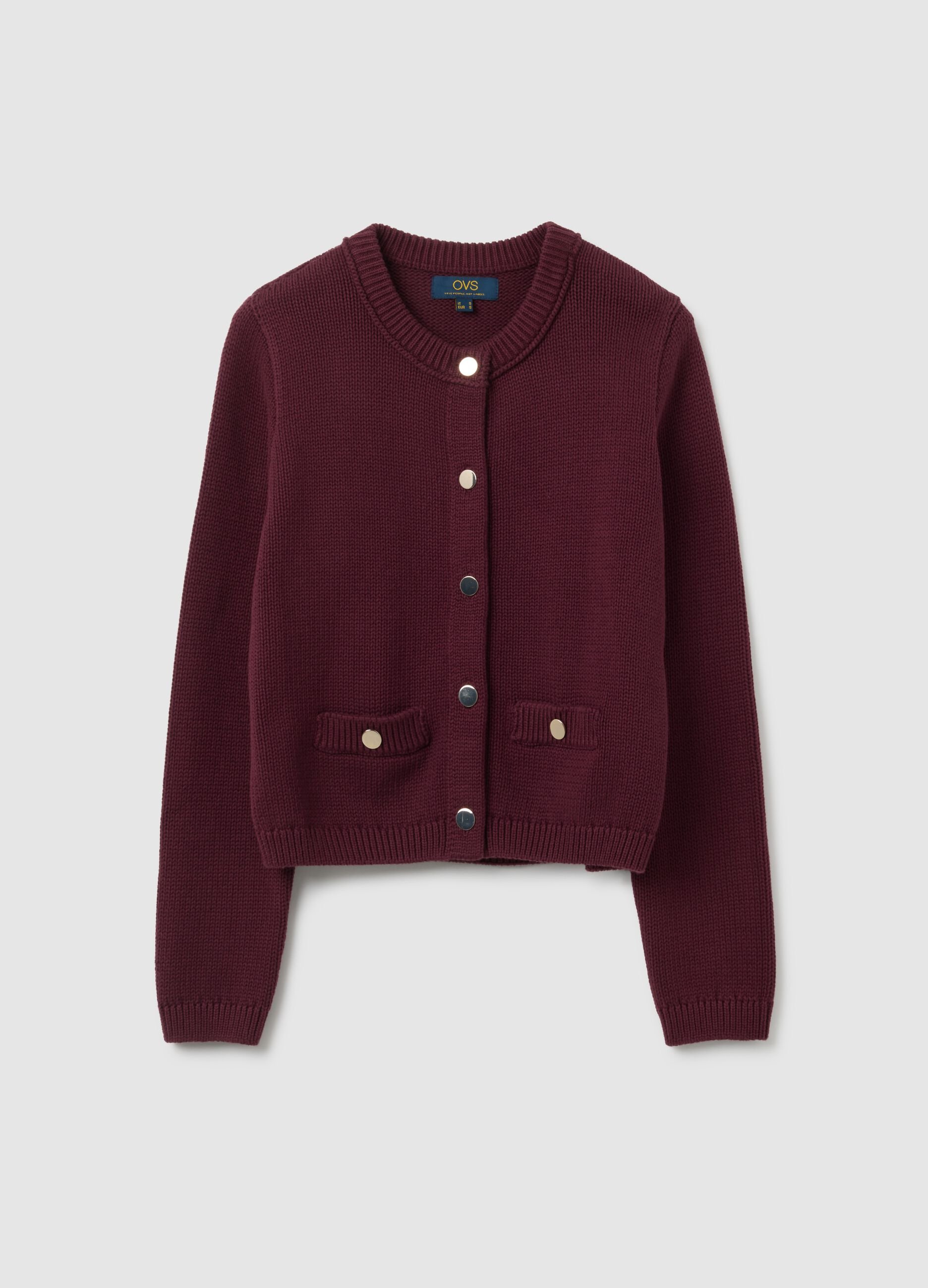 Cardigan in puro cotone viola regular fit