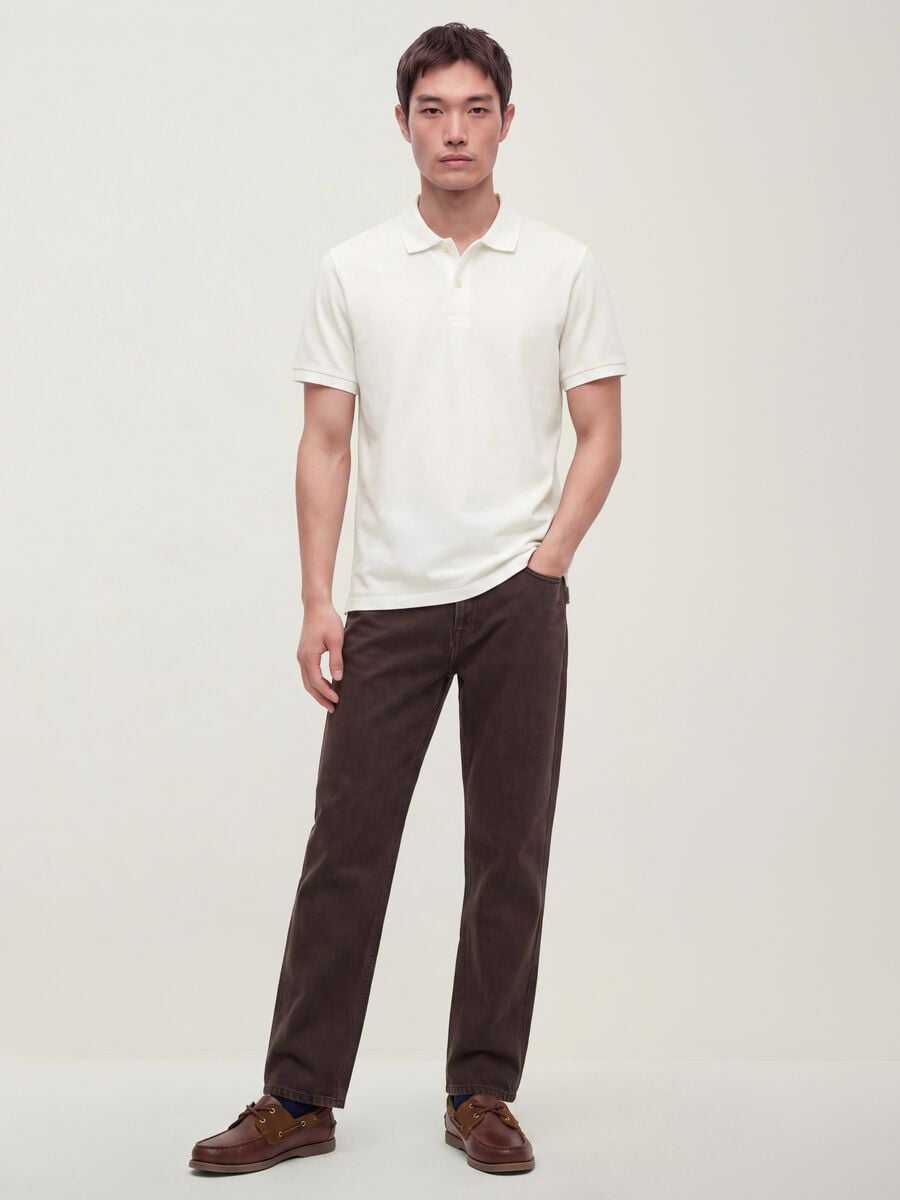 Jeans marroni in puro cotone straight fit_0