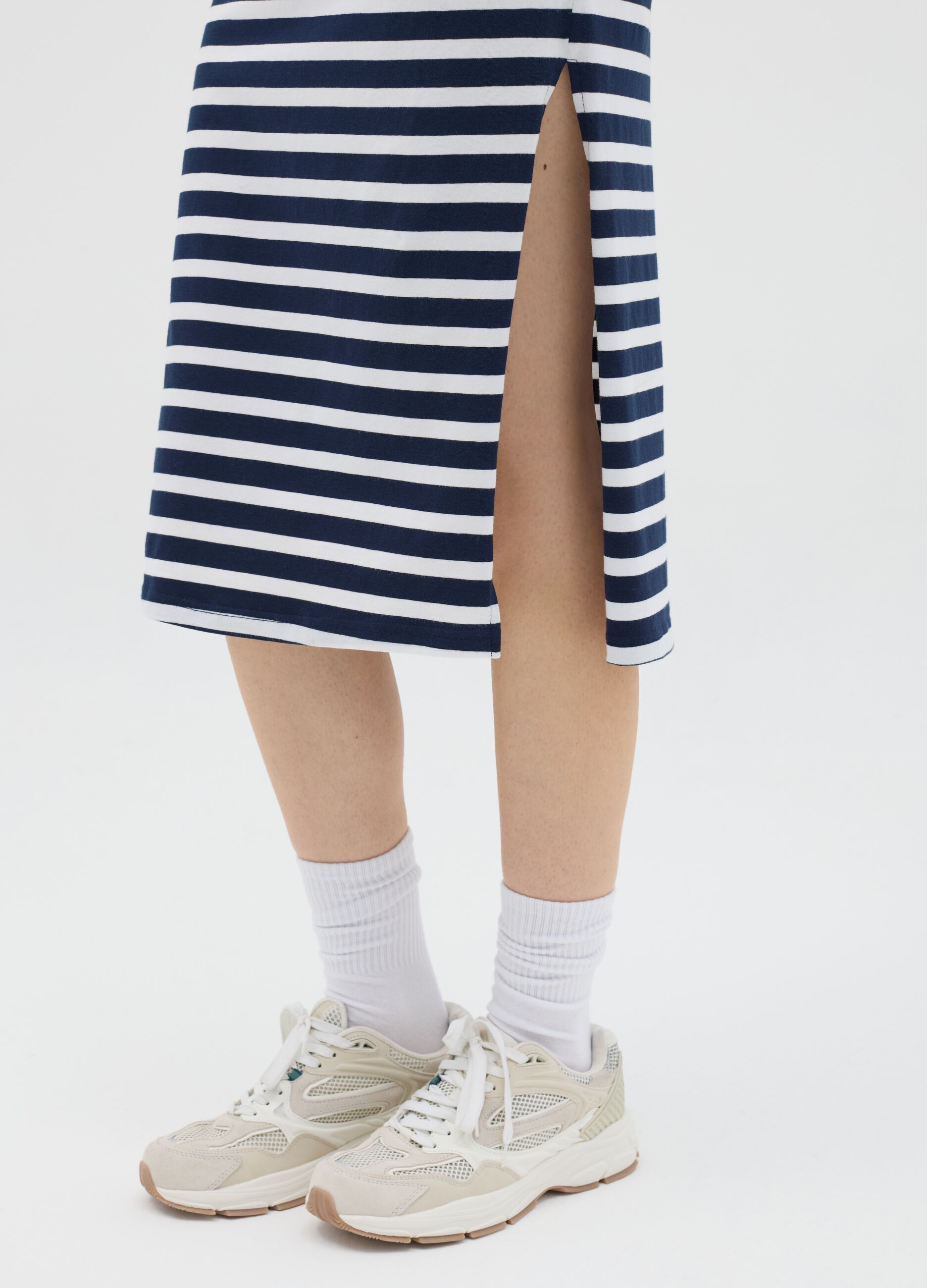 Abito midi da donna in cotone elasticizzato multicolor
