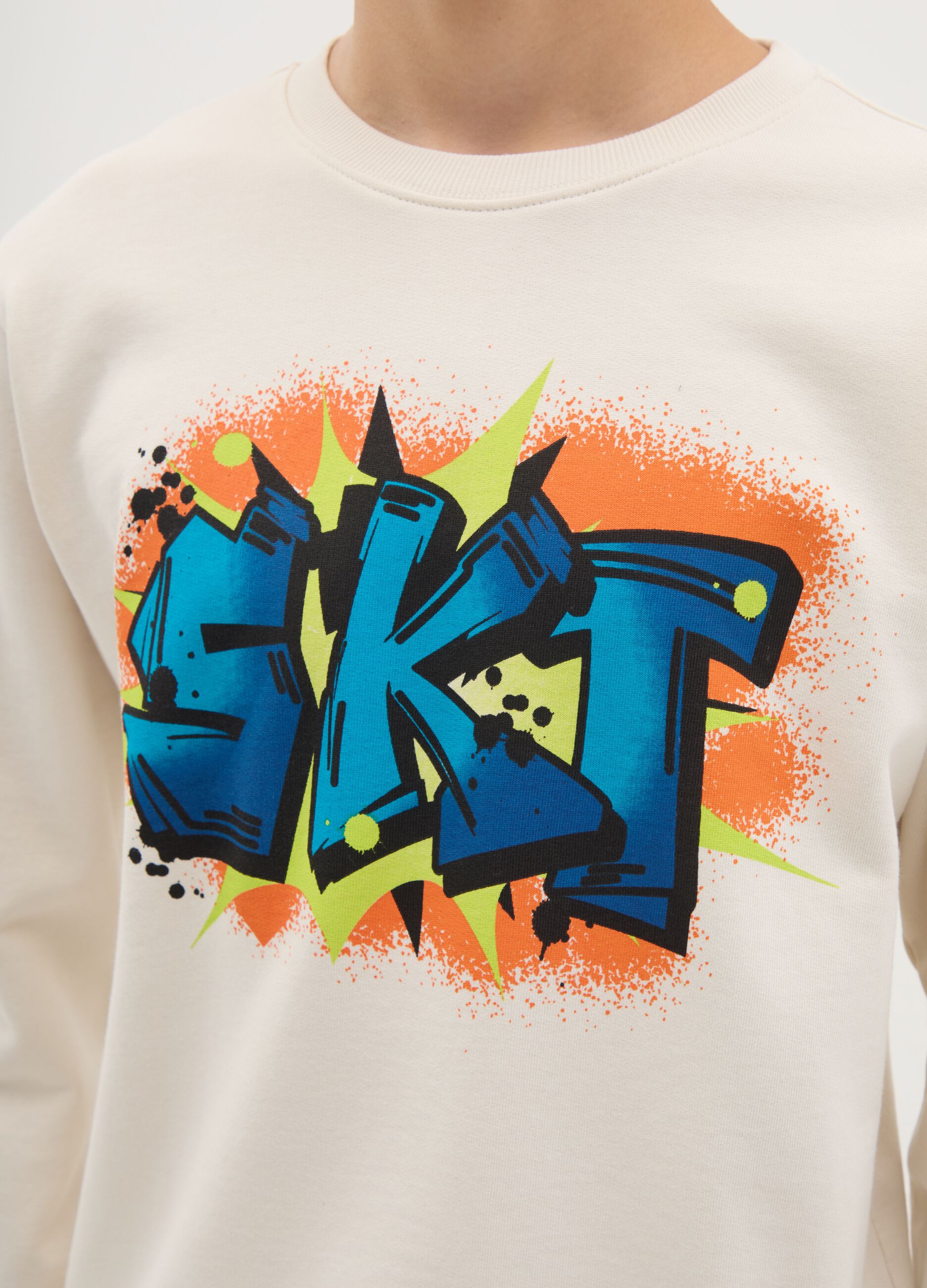 French terry sweatshirt with "SKT" print