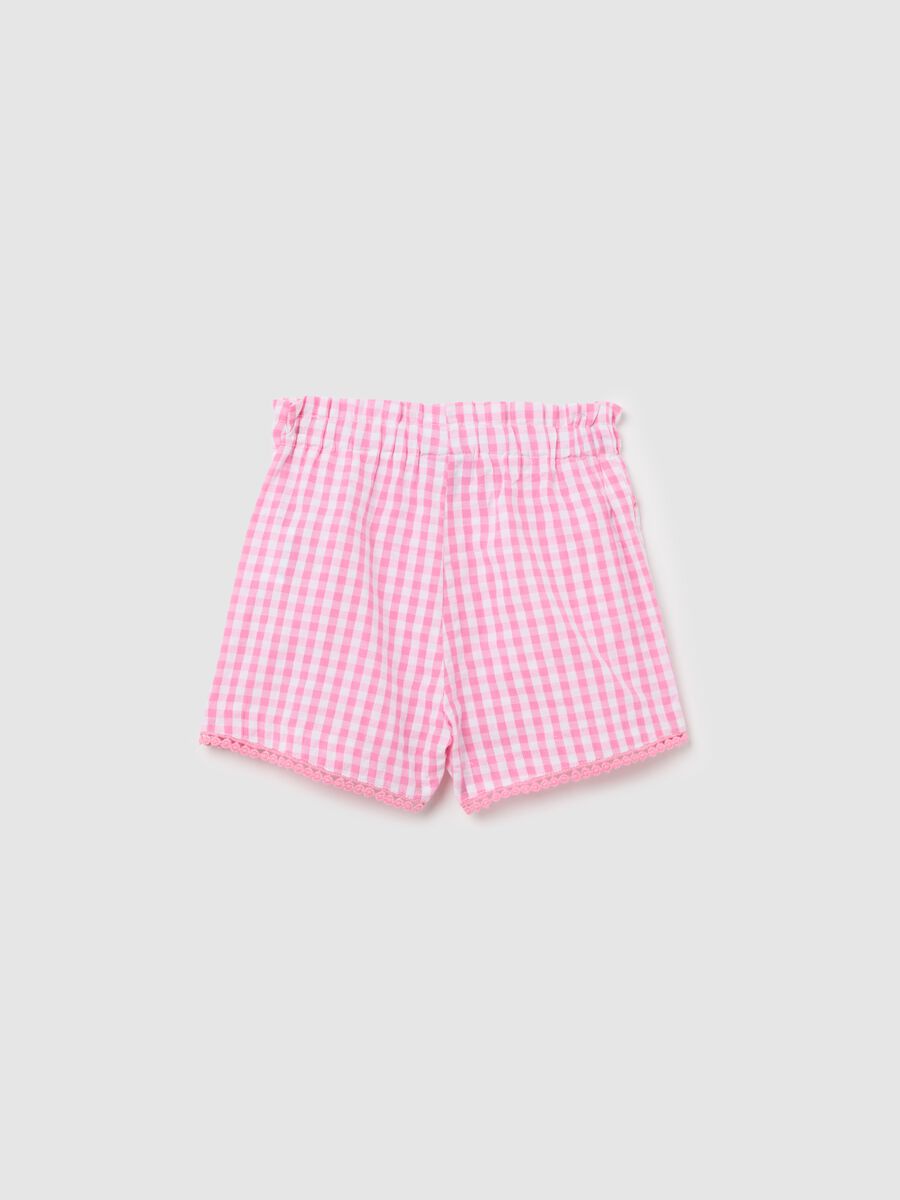Pink Checkered Shorts with Bow_1