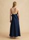 Long blue pure cotton dress with ruffles_3