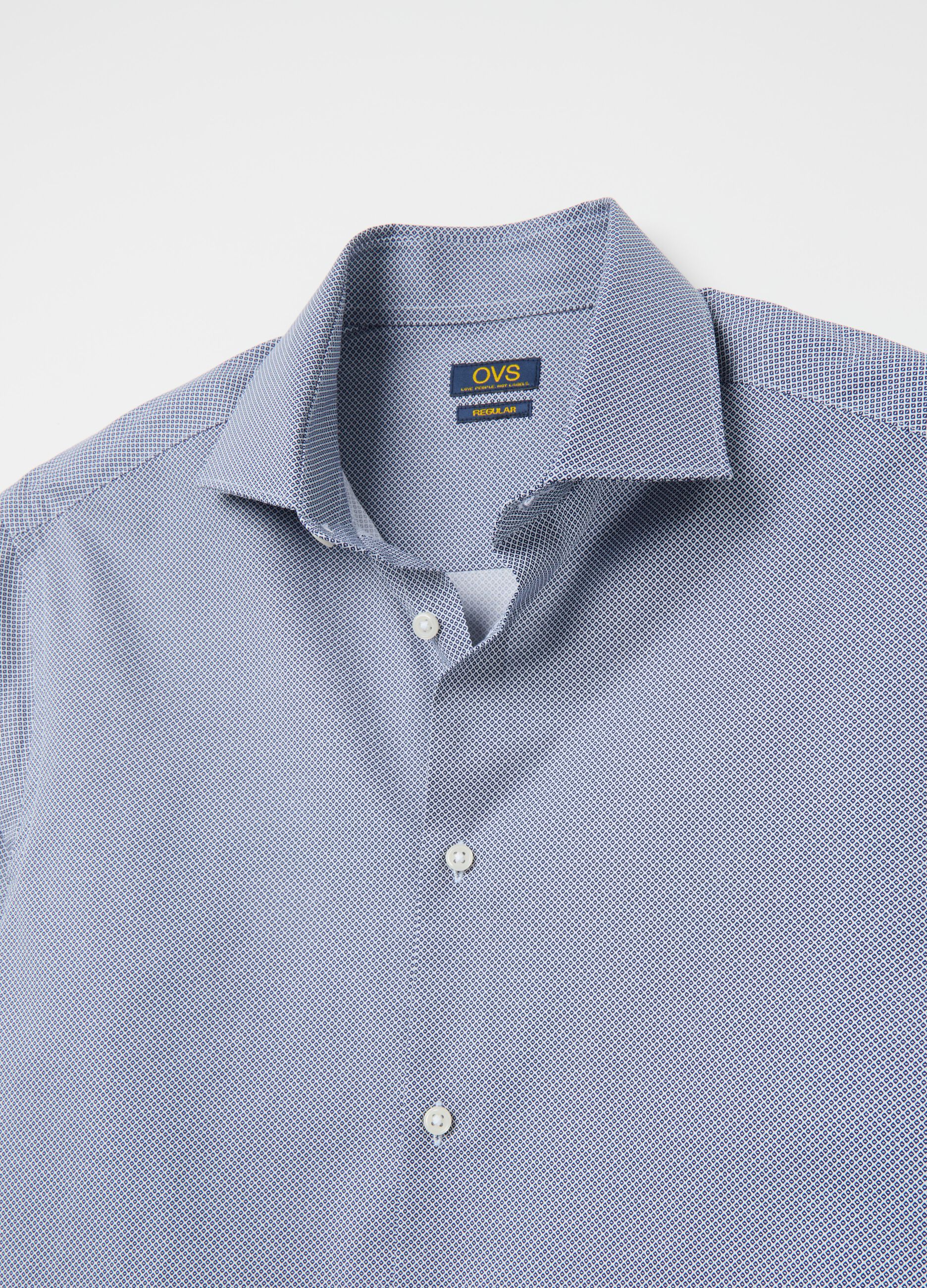 Camicia regular fit con micro fantasia Blu Bianco da Uomo OVS