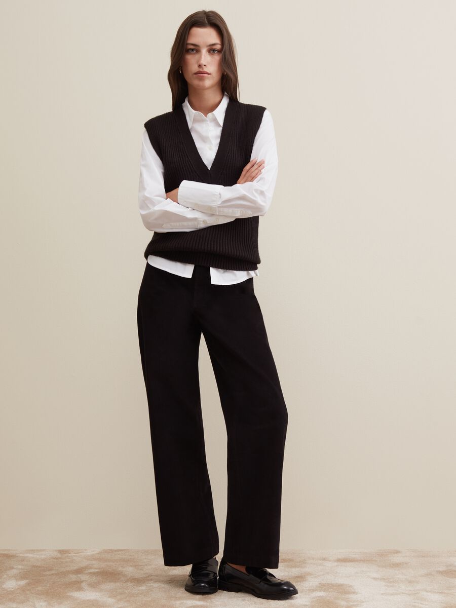 Pantaloni straight fit in corduroy_0