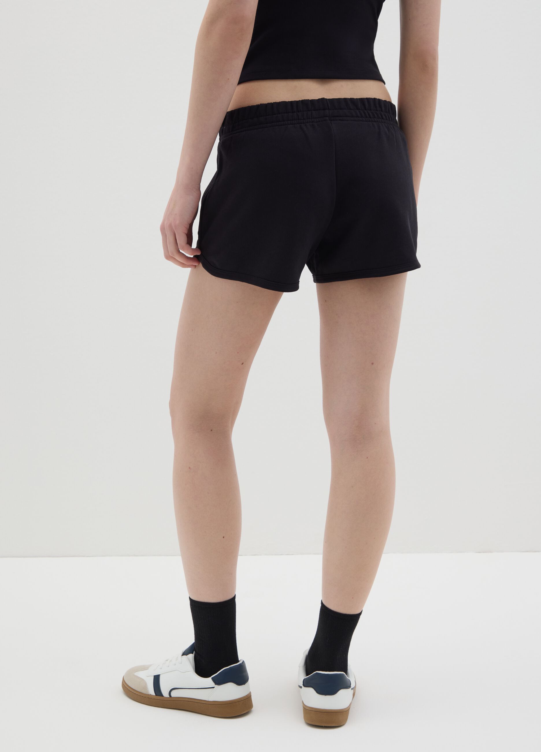 Top da donna in puro cotone nero regular fit