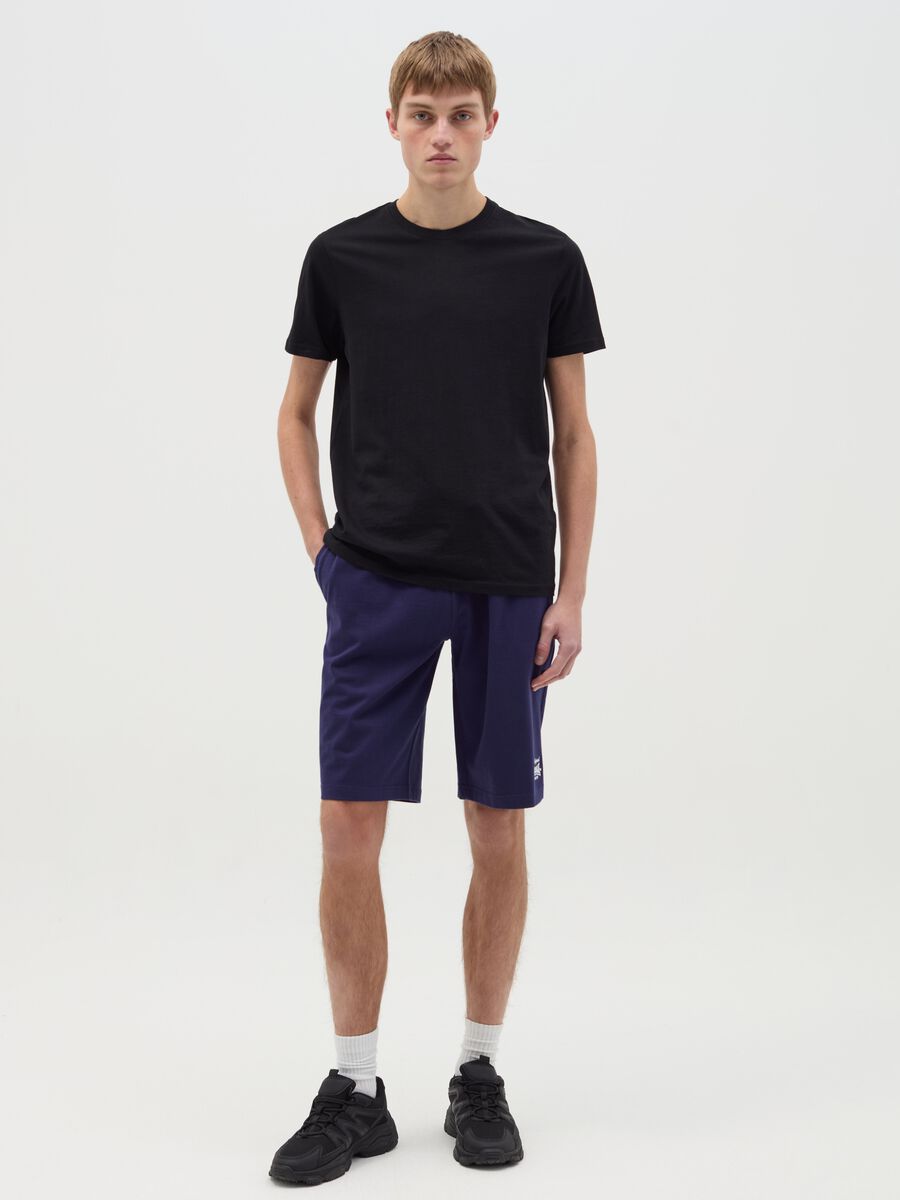 Fleece Bermuda shorts with logo embroidery_0
