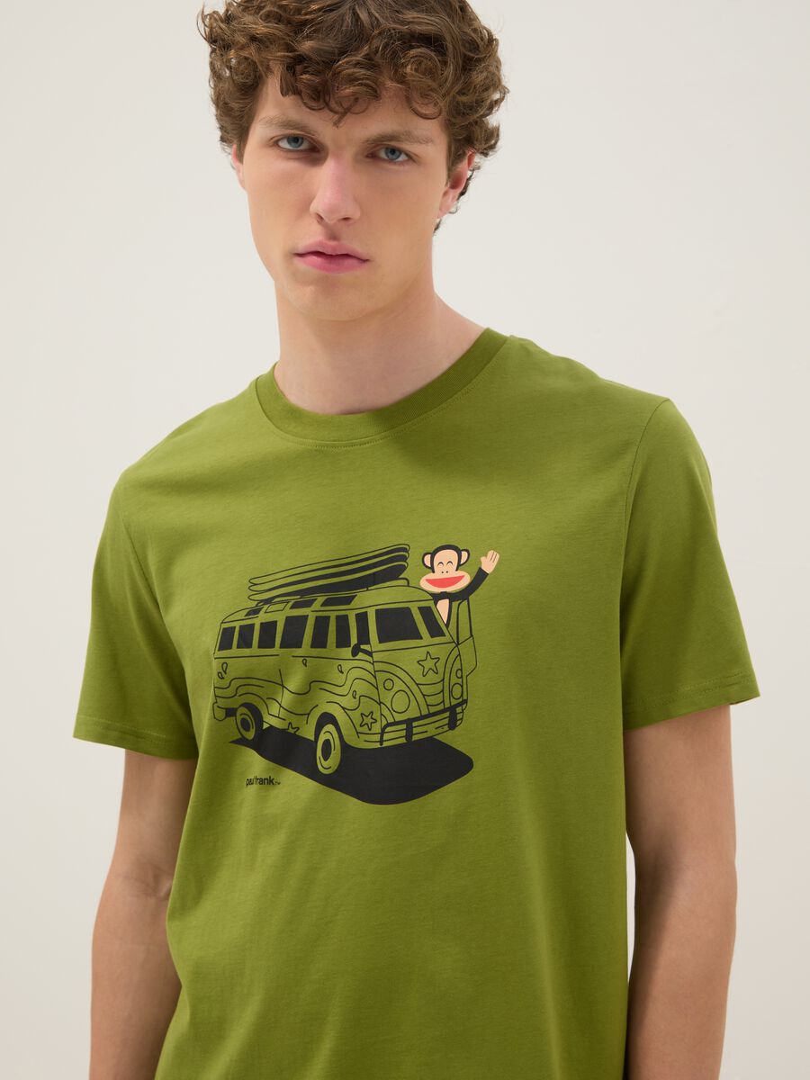 T-shirt verde con stampa Paul Frank in puro cotone regular fit_3