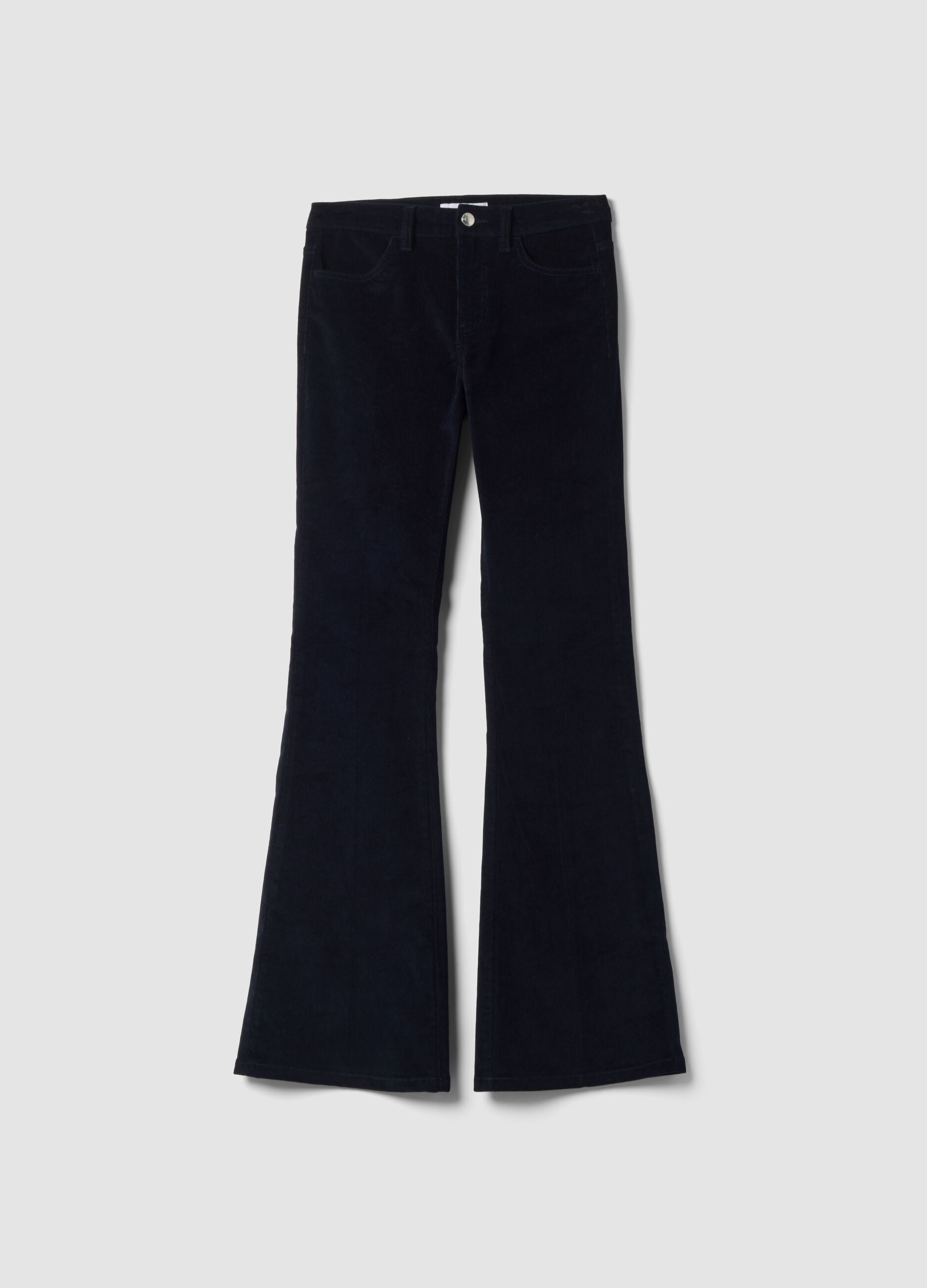 Blue flared trousers in stretch cotton