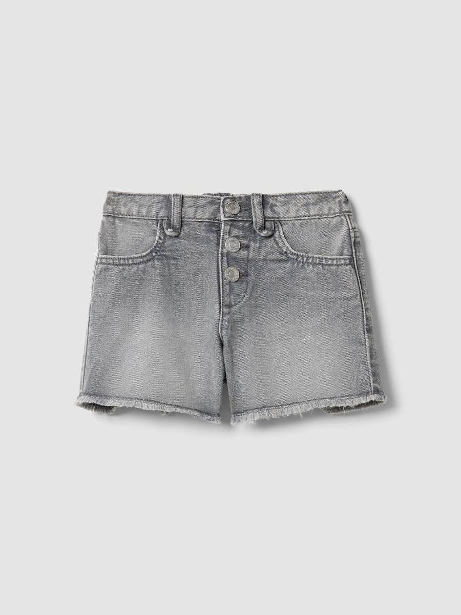 Shorts denim grigi in puro cotone da bambina regular fit_0