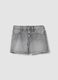 Girls' grey cotton denim shorts, regular fit_0