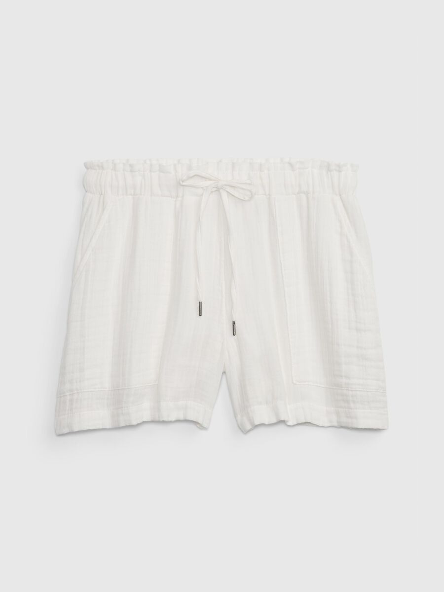 Shorts in garza di cotone effetto crinkle_5