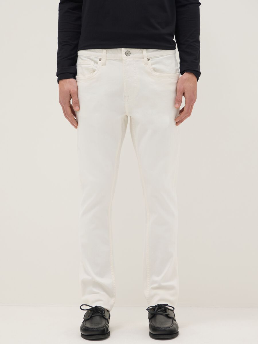 Skinny fit white jeans in stretch cotton_1