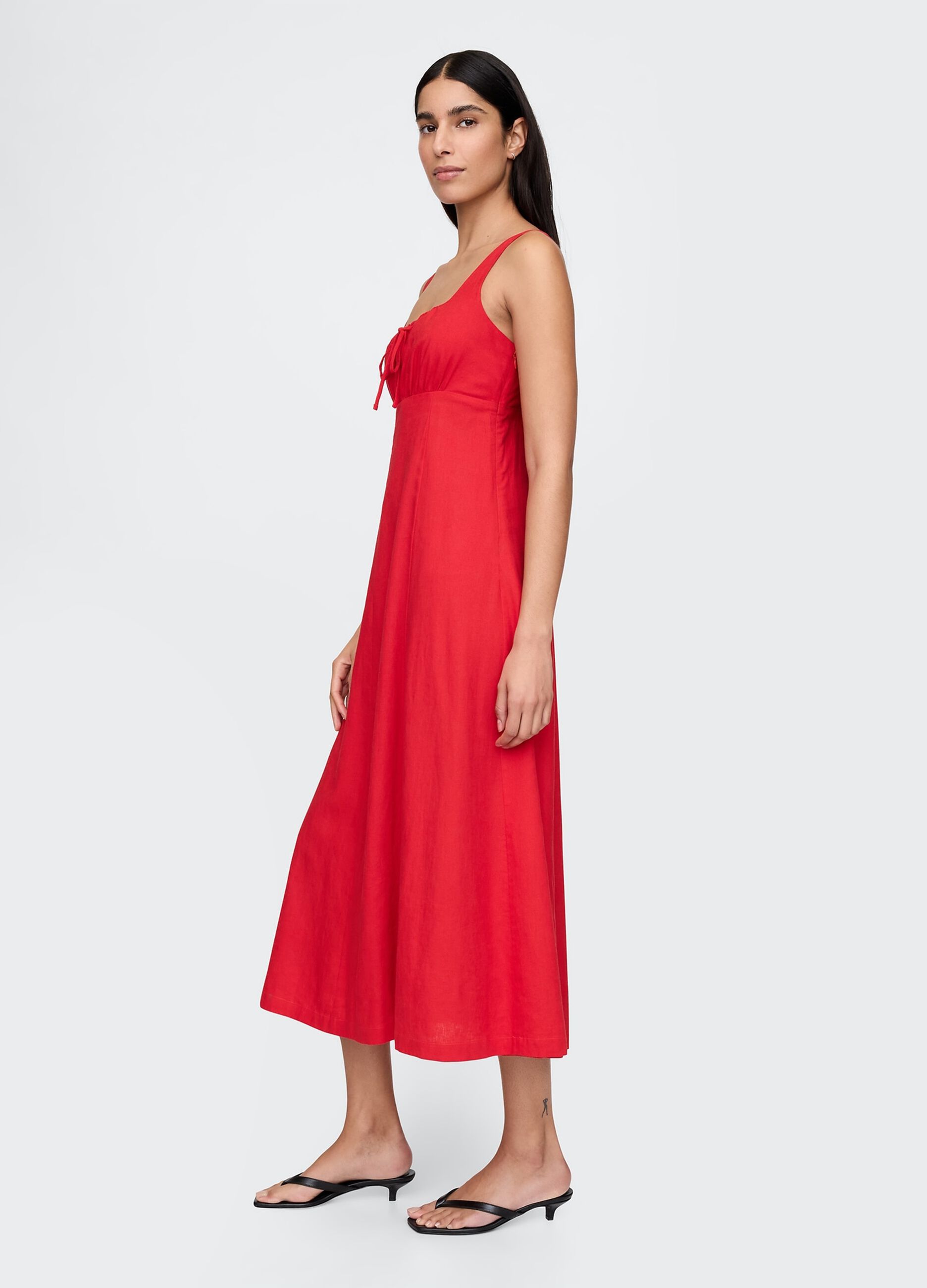 Gap Red Long Linen and Viscose Dress