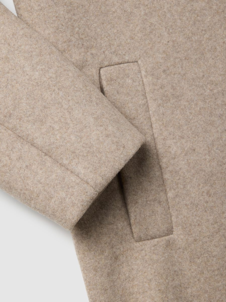 Beige Single-Breasted Regular Fit Coat_1