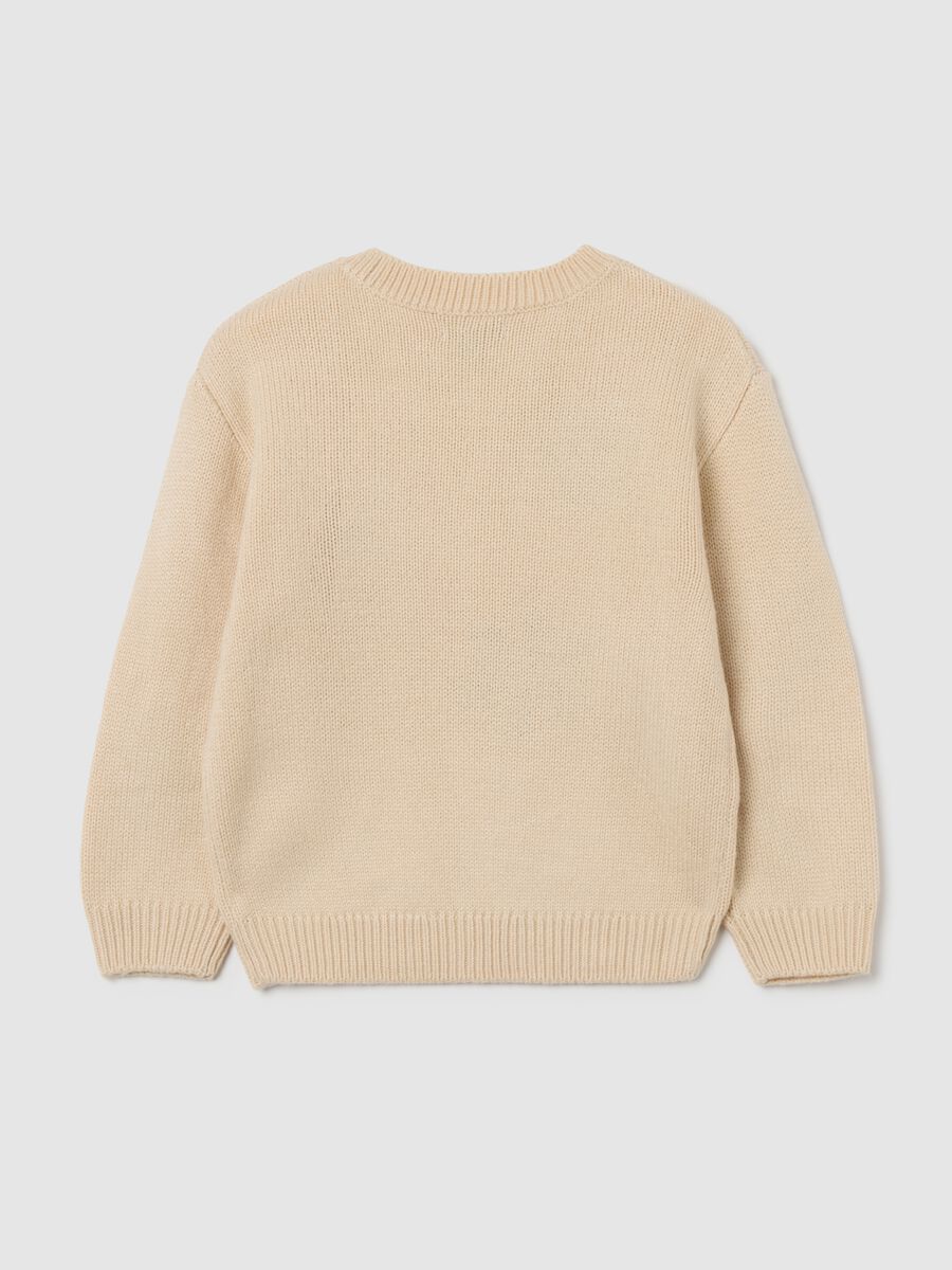 Maglione da bambina beige regular fit con fiori_1