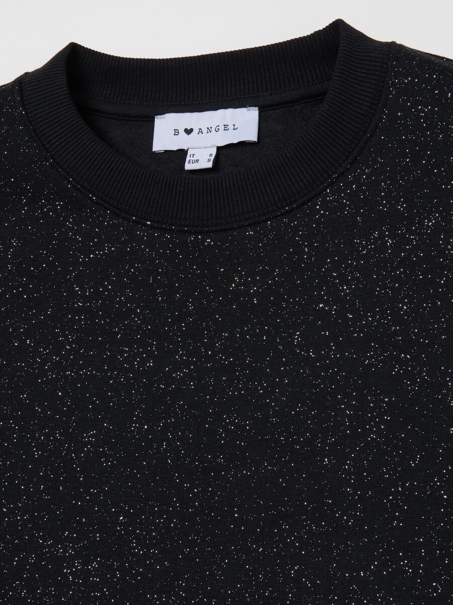 Black crew neck sweatshirt with sparkling details_5