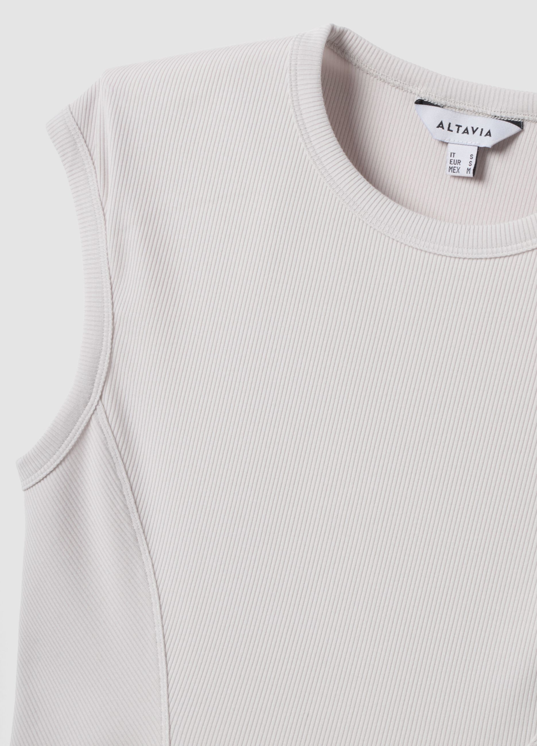 White ribbed stretch-modal fitted T-shirt ALTAVIA STUDIO