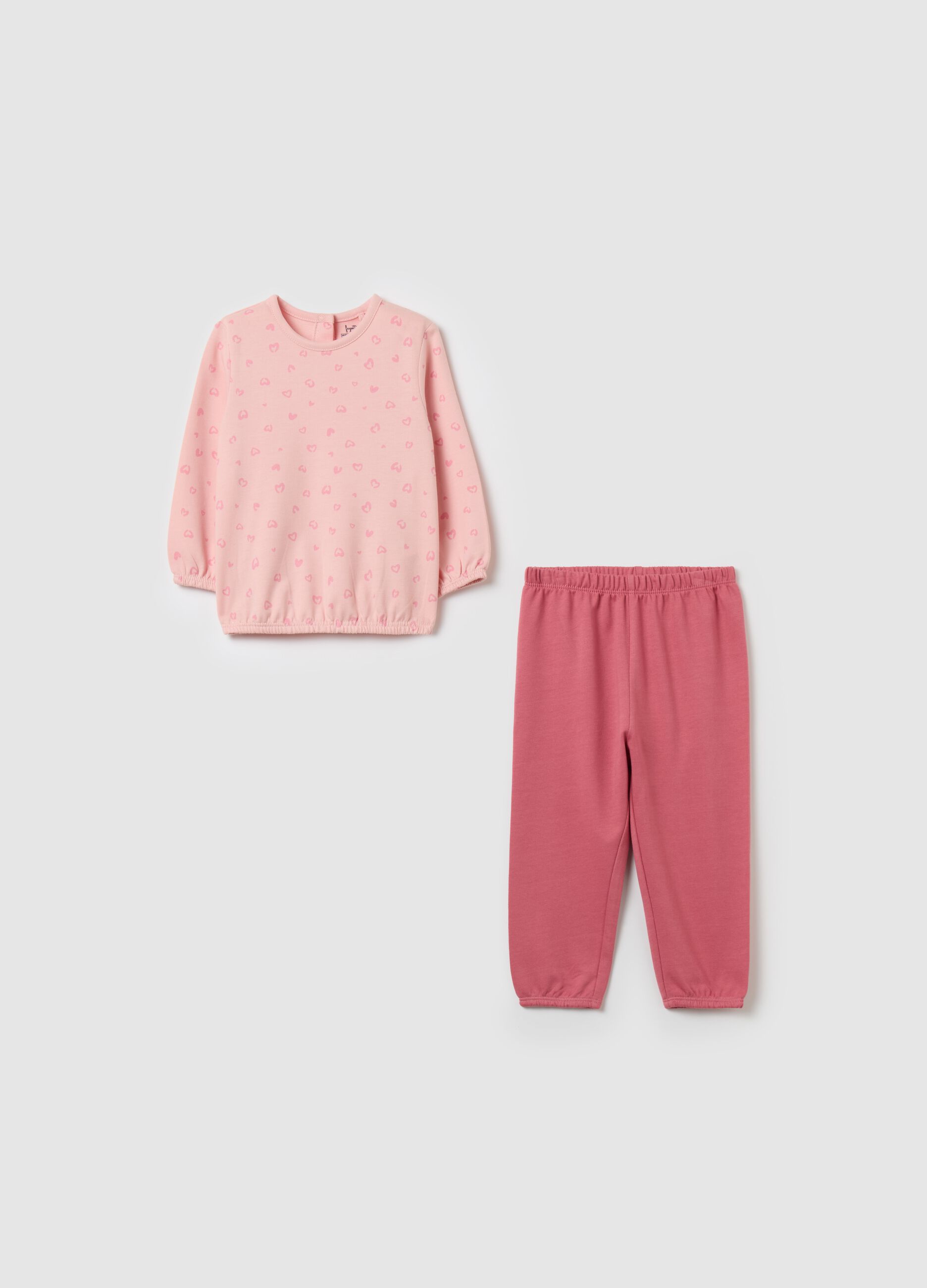 Organic cotton pyjamas with small hearts print