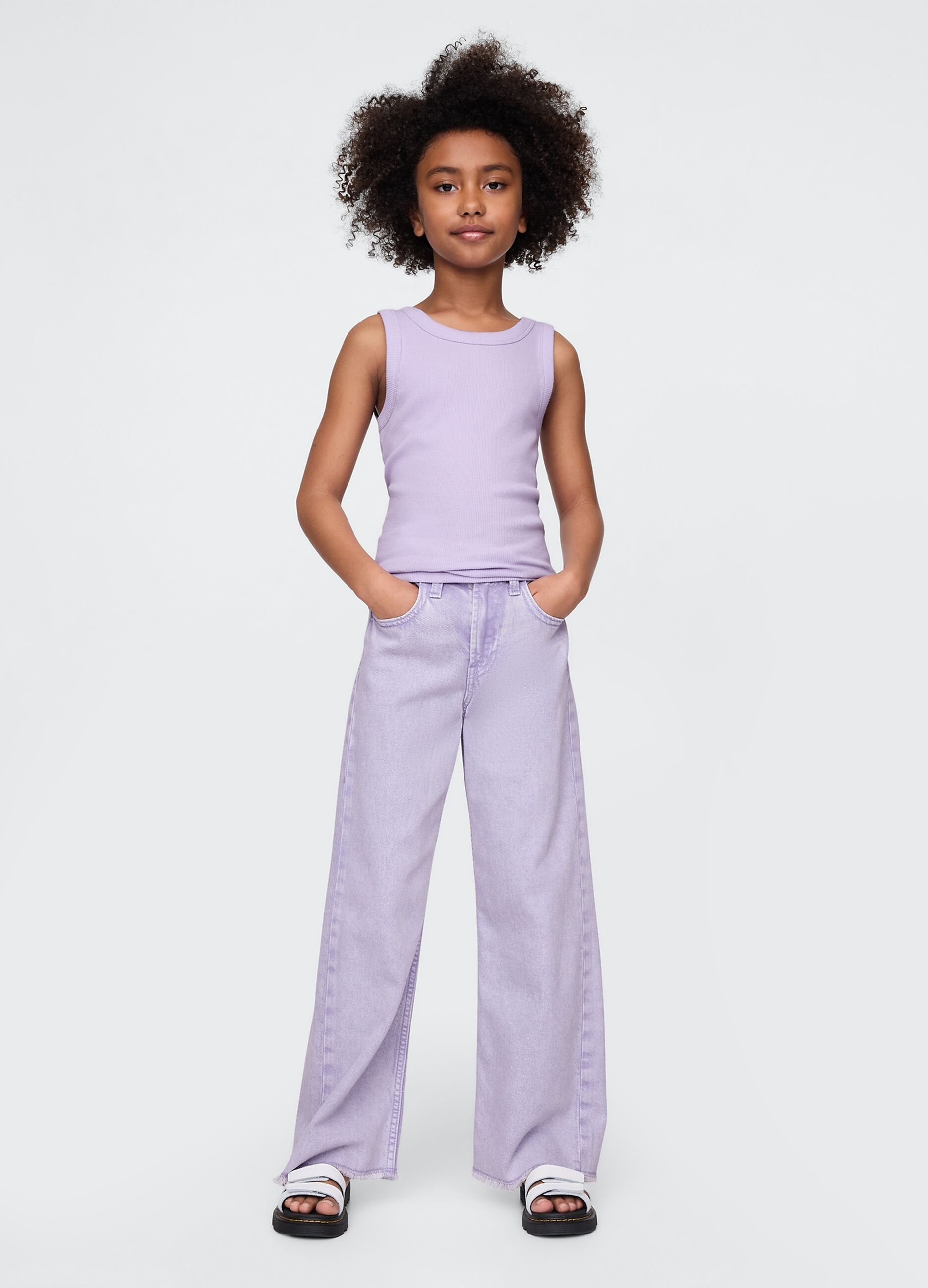 Purple wide leg jeans in cotton and Lyocell