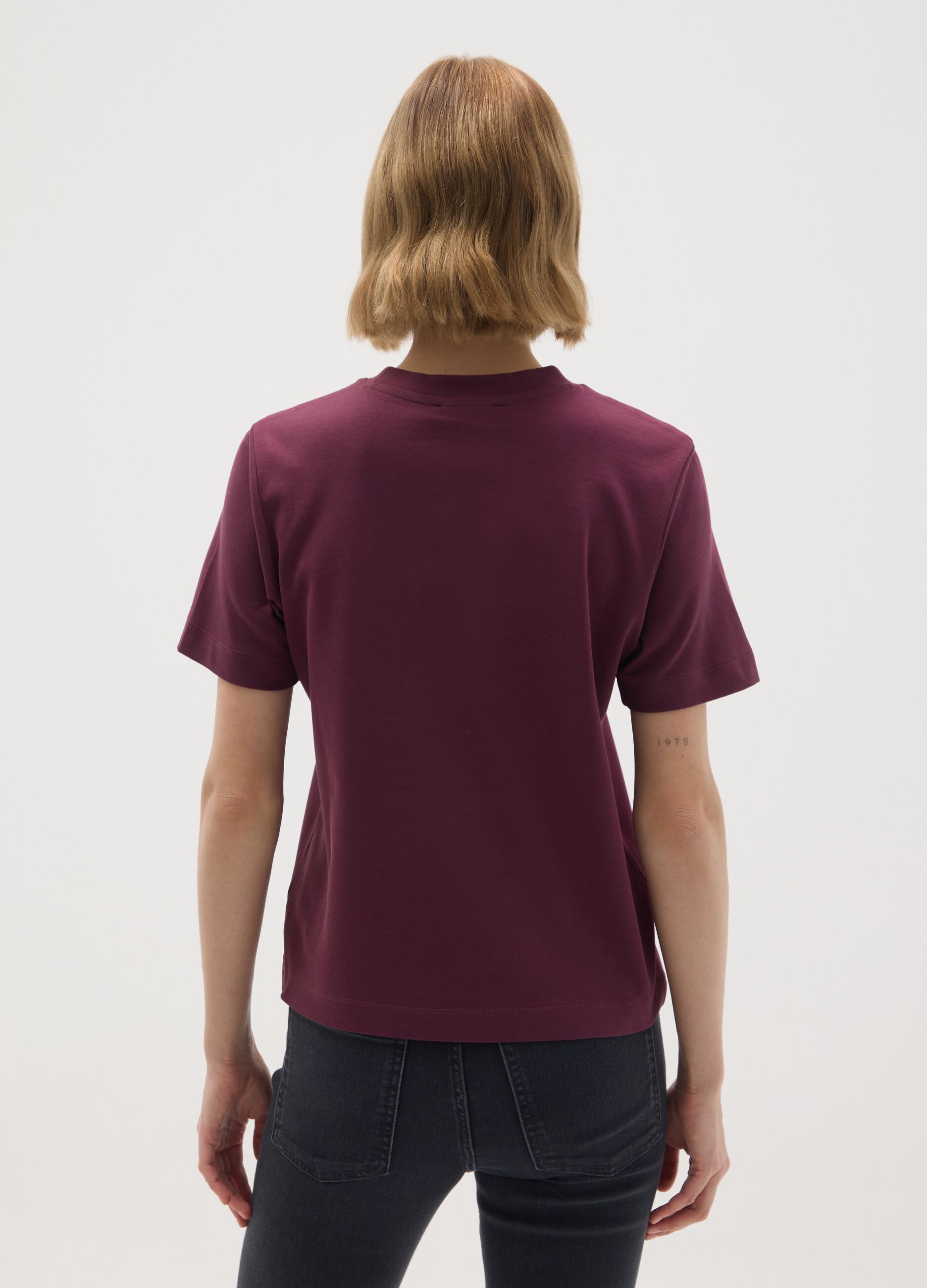 Purple pure cotton regular fit T-shirt