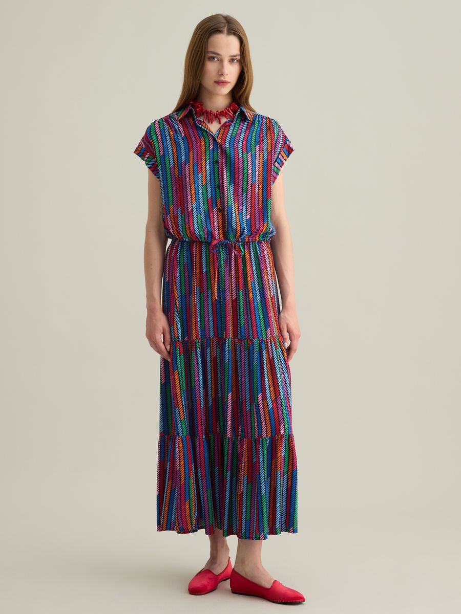 Women's viscose multicolour regular fit shirt with knot_2