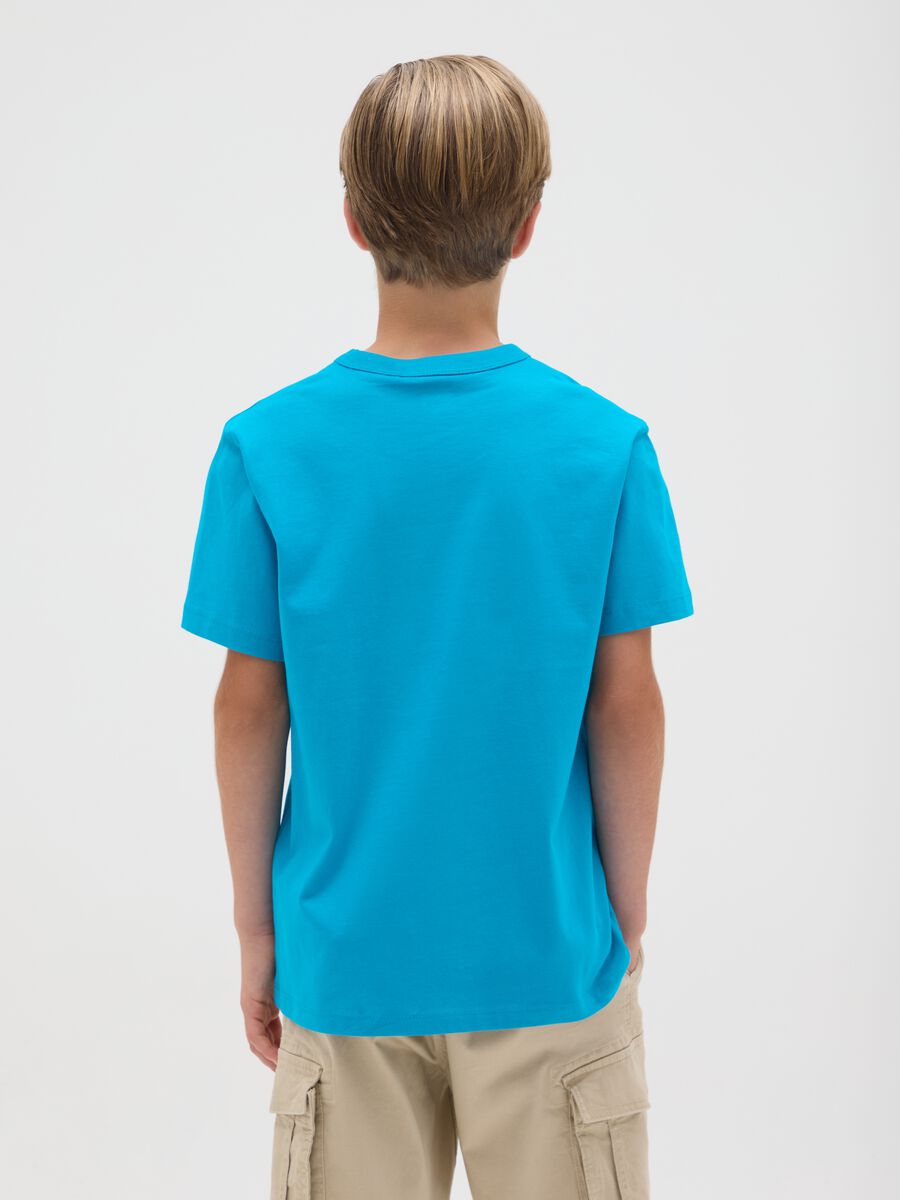 T-shirt da ragazzo in puro cotone azzurro regular fit_1