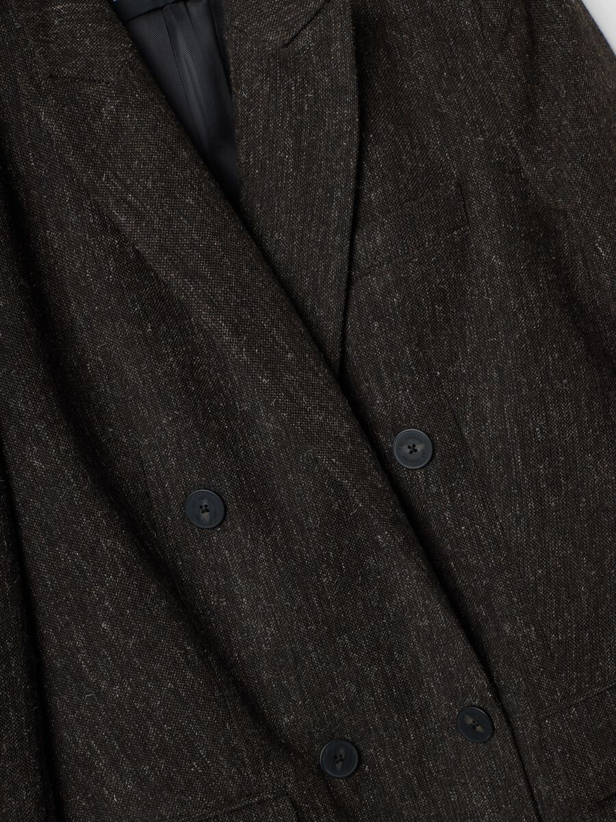 Blazer marrone in misto lana e viscosa_1