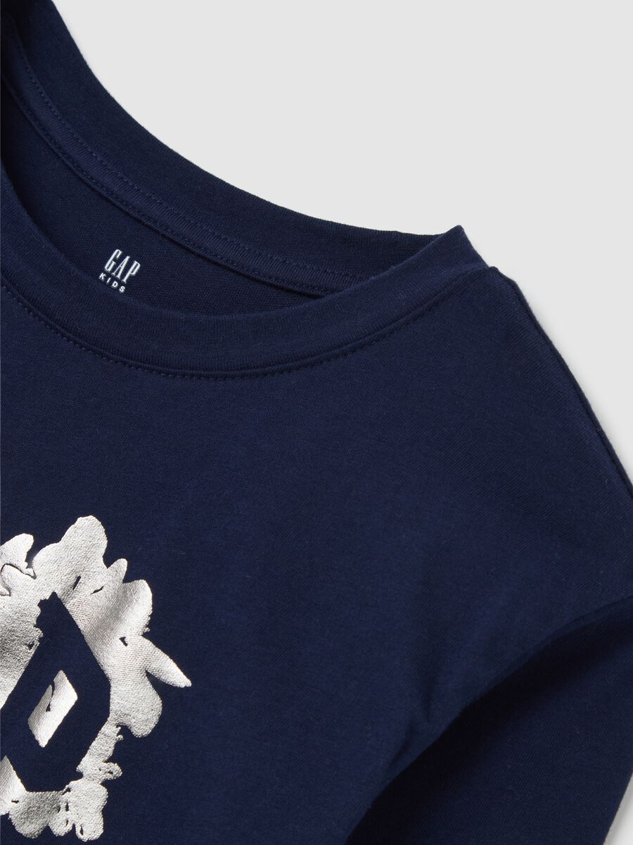 Blue T-shirt with long sleeves and logo_3