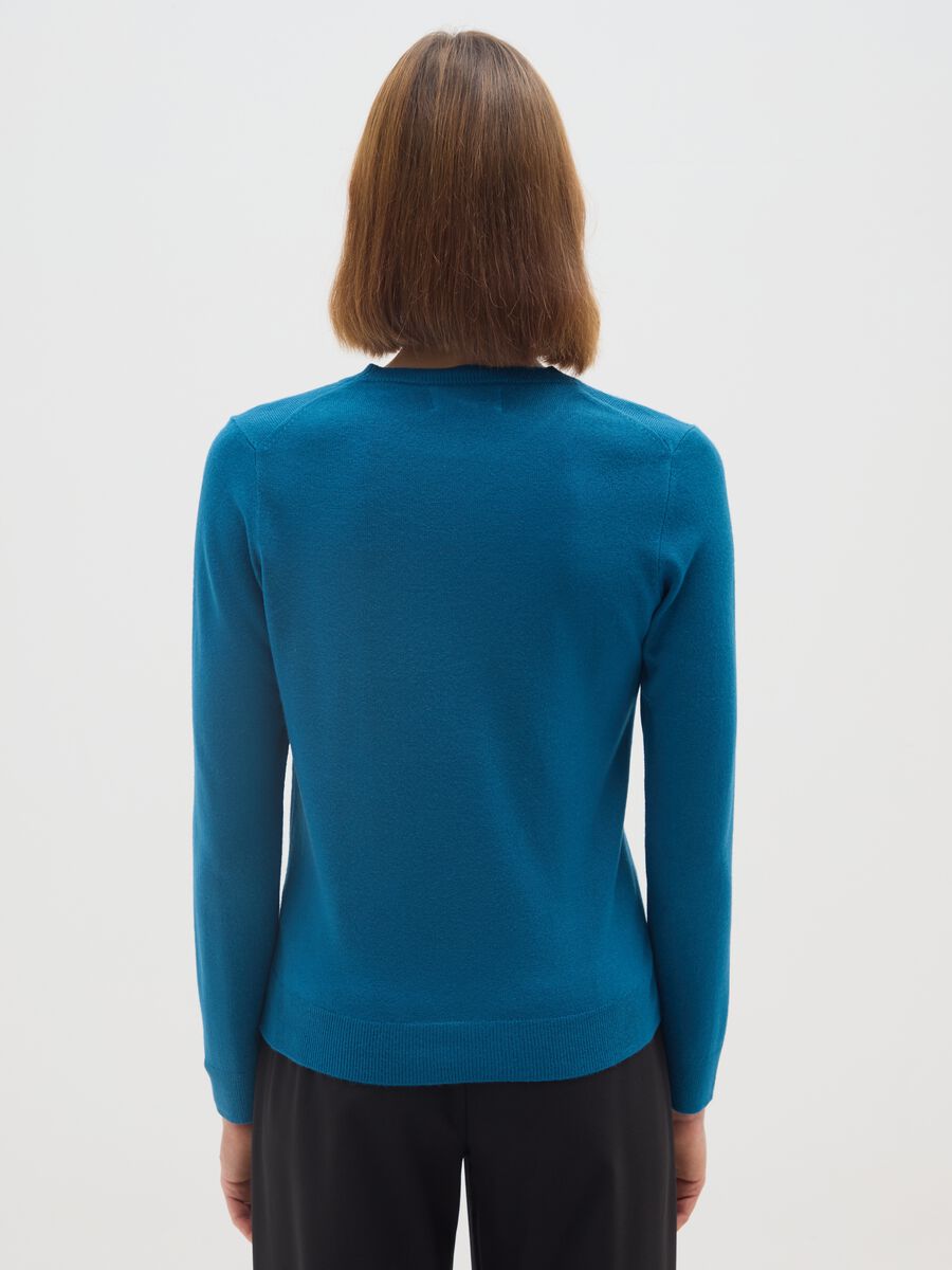 Blue crew neck regular fit sweater_2