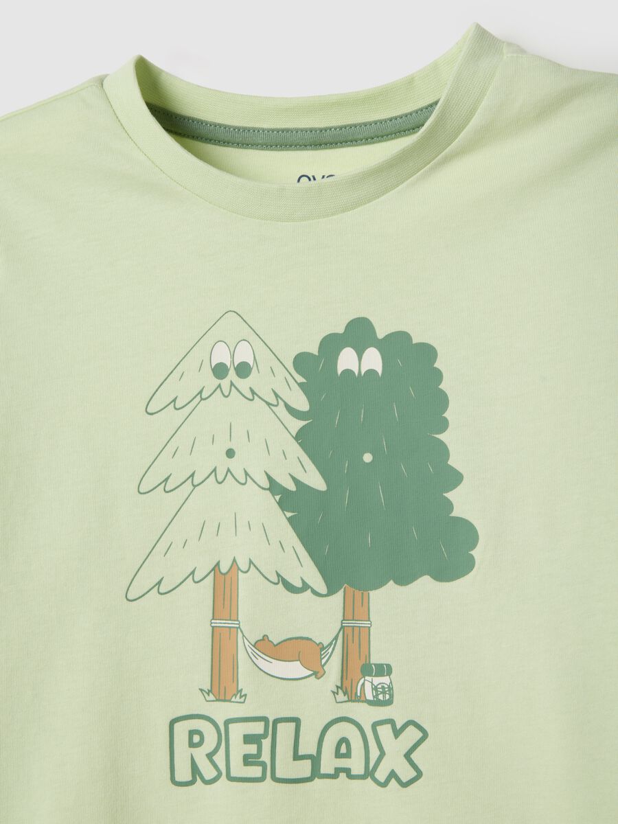 Children's green pure cotton pyjamas regular fit with tree print_2