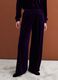 Pantaloni viola wide leg in tessuto elasticizzato effetto velluto_1