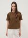 Brown pure cotton T-shirt with broderie anglaise embroidery_2