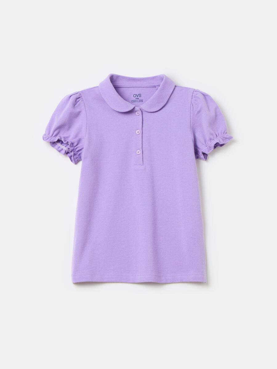 Cotton piquet polo shirt with frill_0