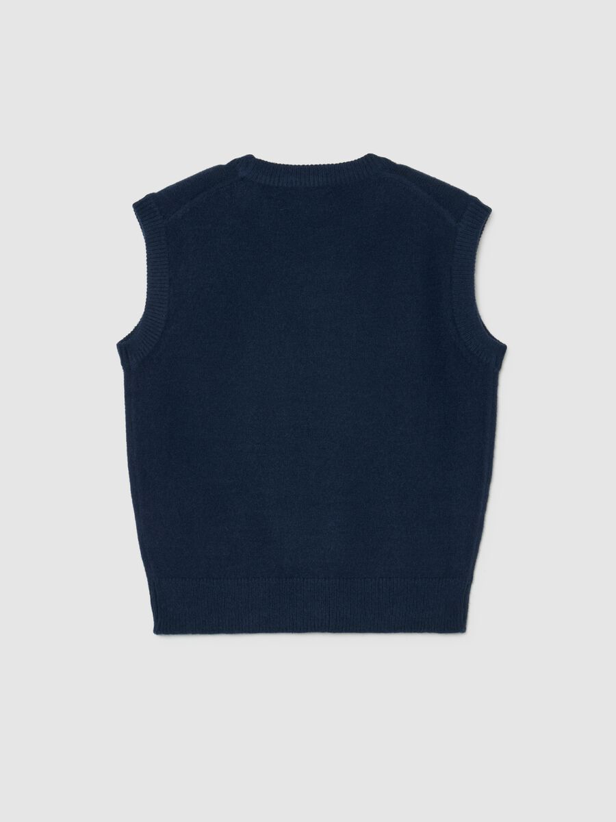 Gilet girocollo blu da bambino regular fit senza maniche_1