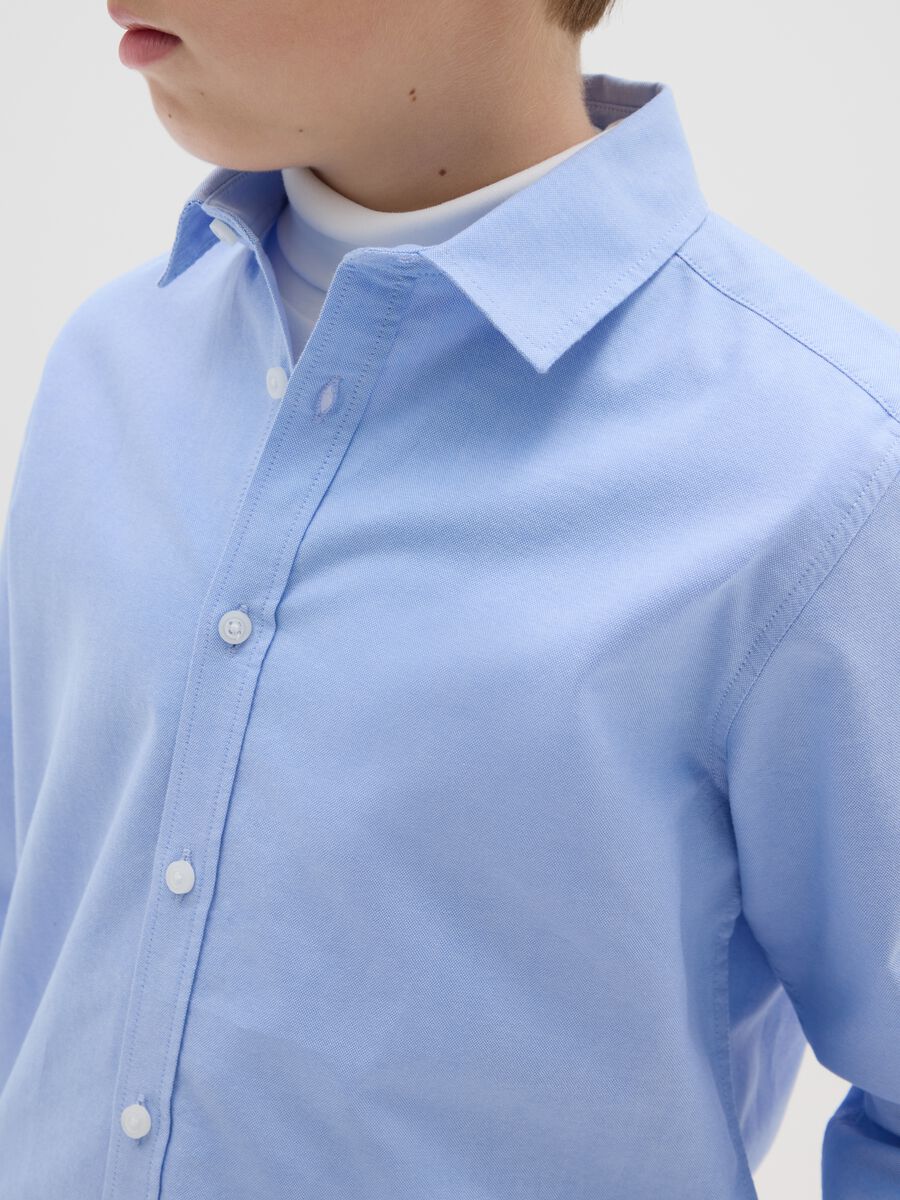 Camicia da ragazzo in puro cotone azzurra regular fit_2
