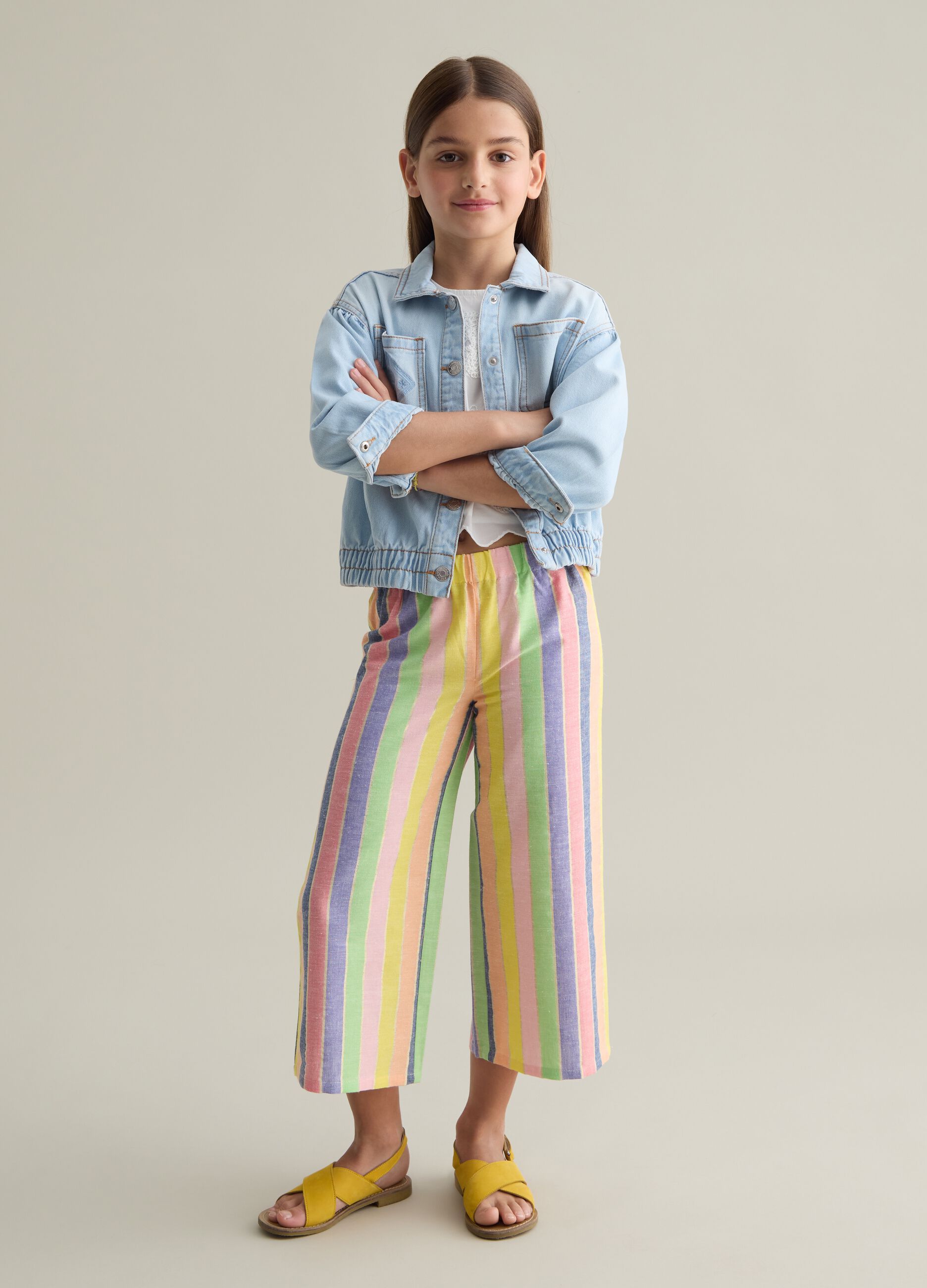 Wide Multicolor Striped Trousers