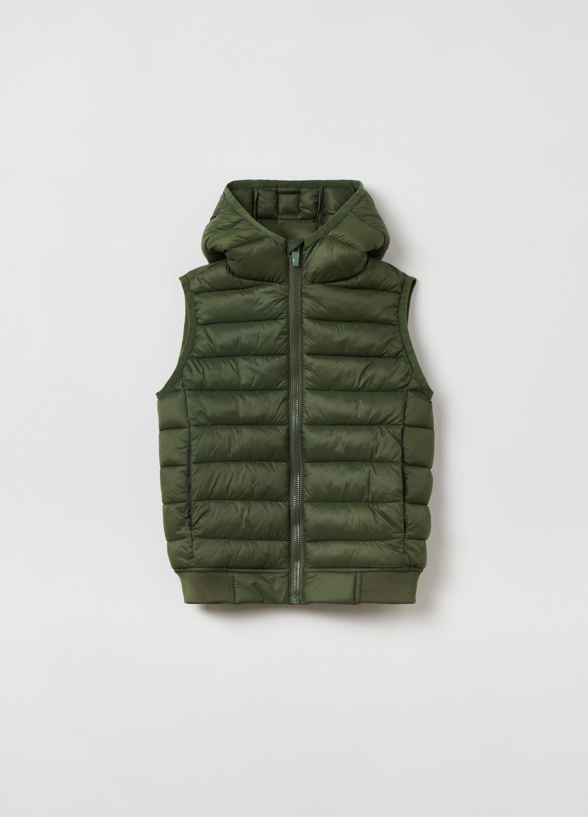 Gilet ultralight con cappuccio Verde muschio da Bambino OVS