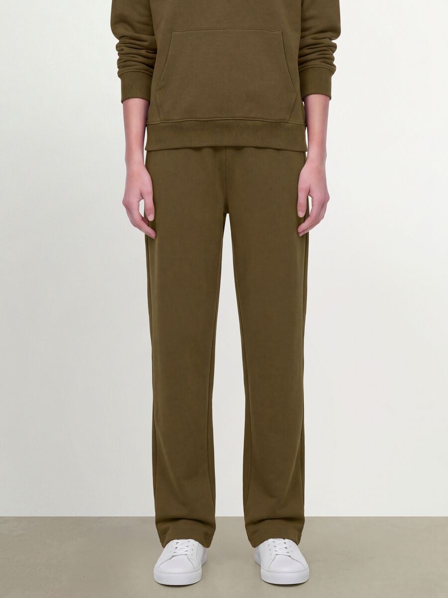 Pantaloni jogger verdi in misto cotone straight fit_1