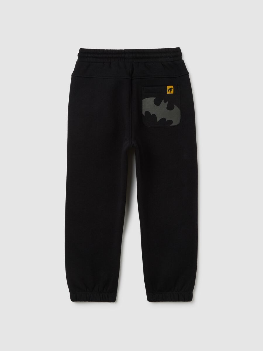 Pantaloni jogger da bambino in misto cotone nero con stampa Batman_1