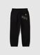 Kids' black cotton blend jogger trousers with regular fit_1