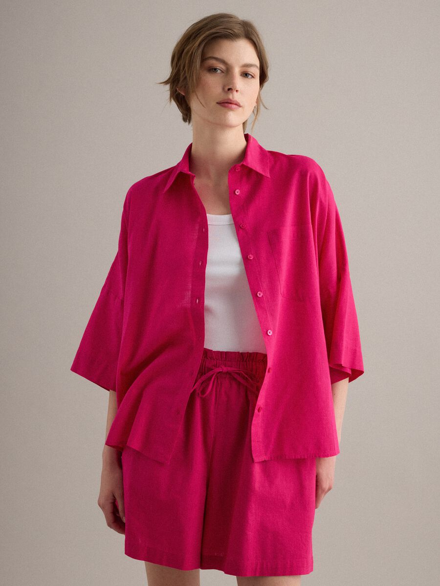Camicia rosa in puro cotone over fit_1