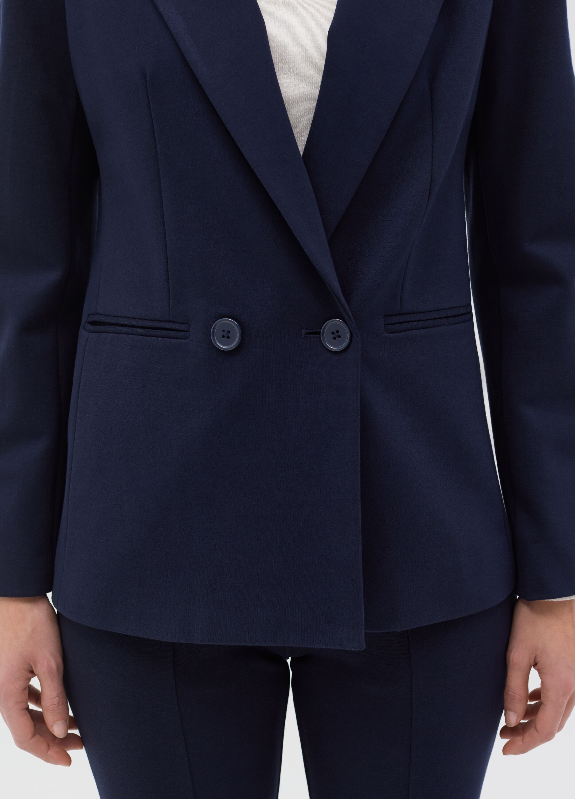 Double-breasted stretch blazer