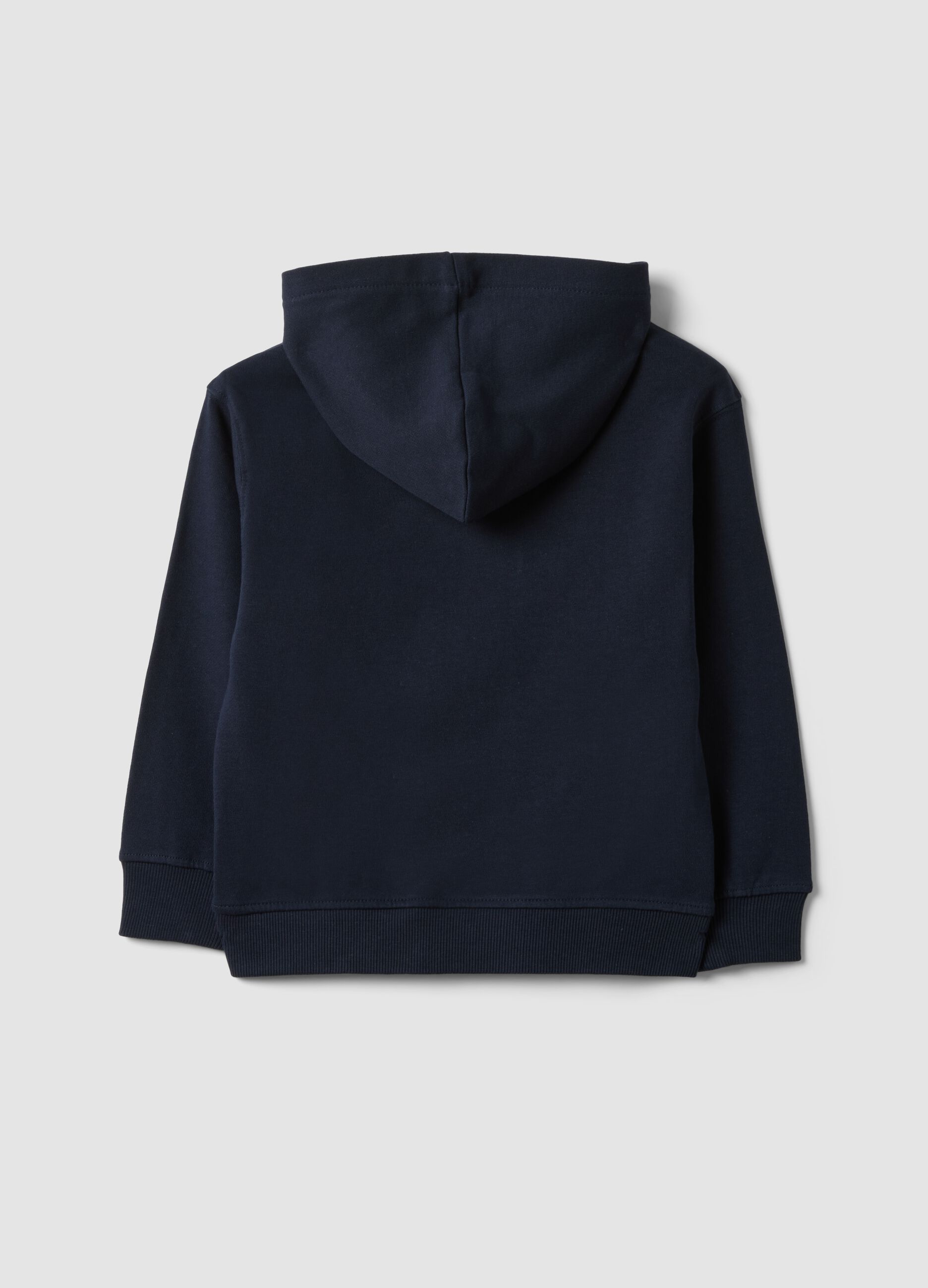 Blue 100% cotton hoodie with front print for boys