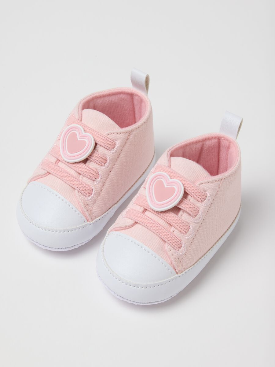 Scarpine rosa in tela per neonata_1