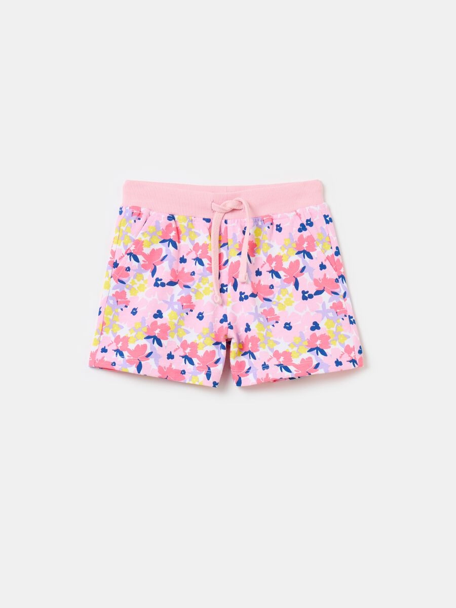 Shorts with drawstring and small flowers print_0