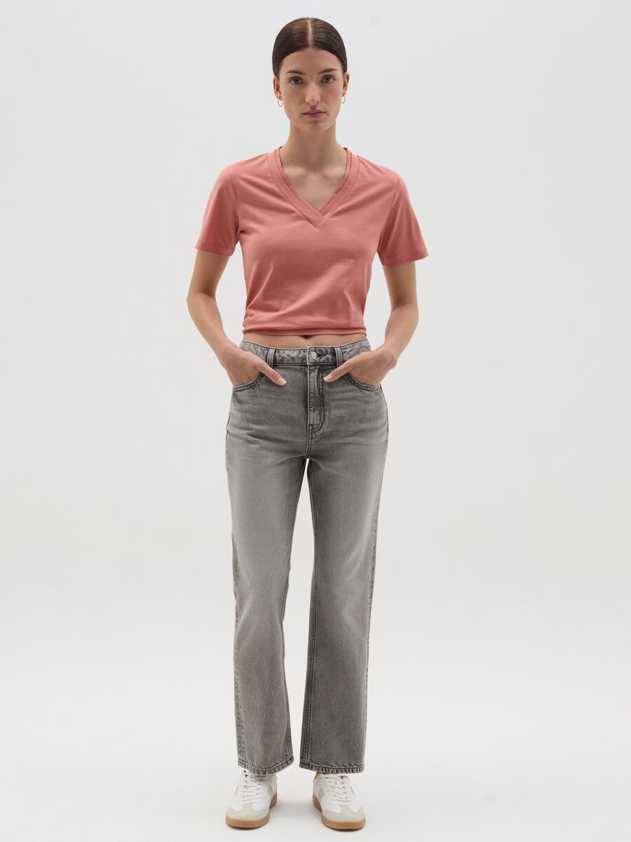 Pink T-shirt with V neck_1