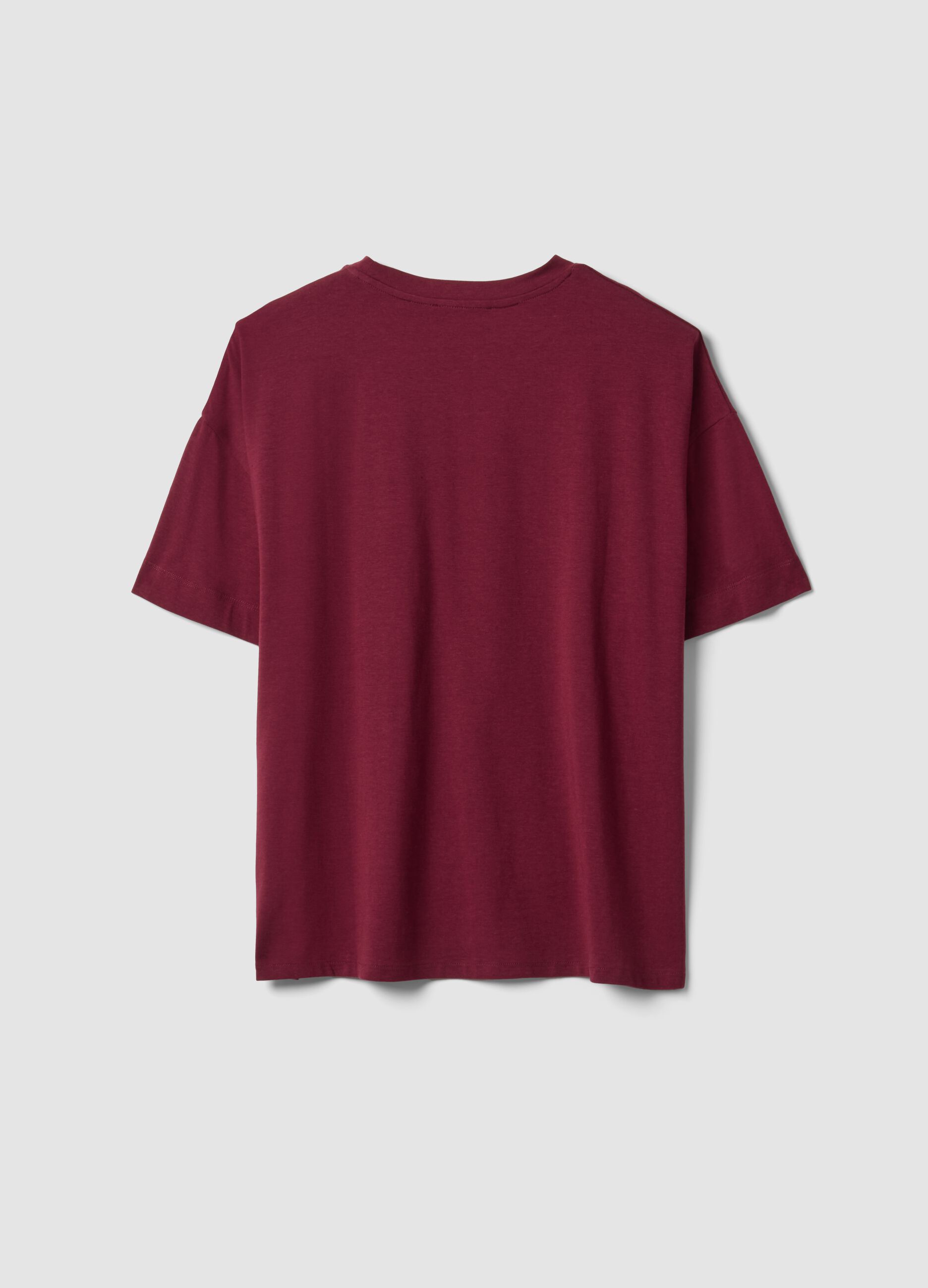 Red crew-neck T-shirt in stretch cotton-modal blend, regular fit